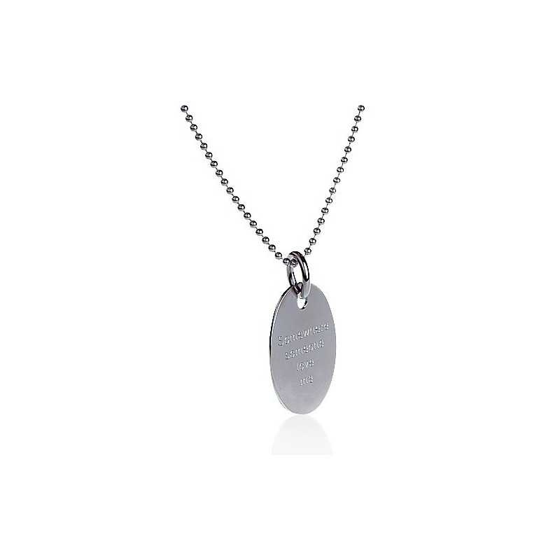 Collier médaille argent ovale personnalisé femme