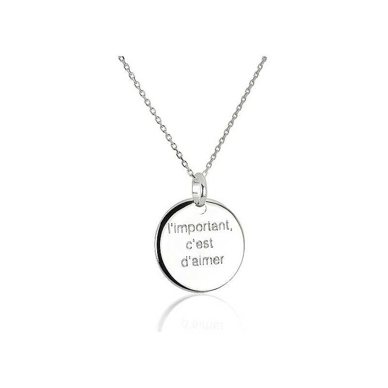 Necklace round medal personalized woman