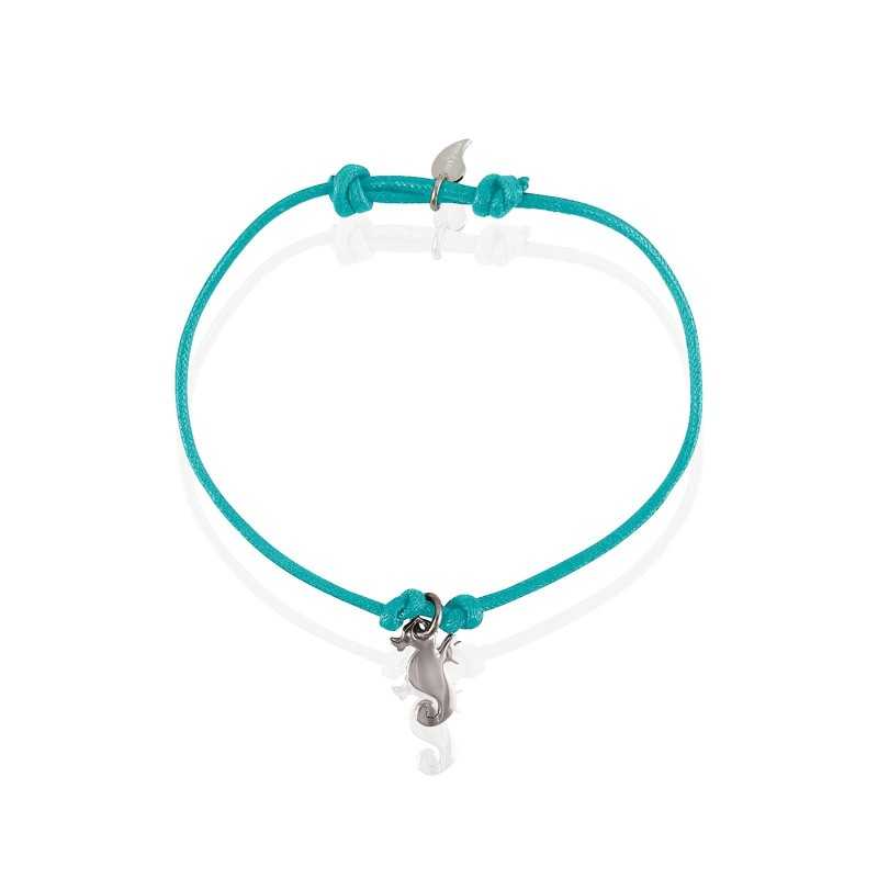 Silver seahorse bracelet man