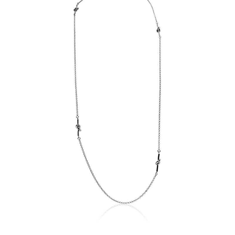 Long necklace silver knots woman