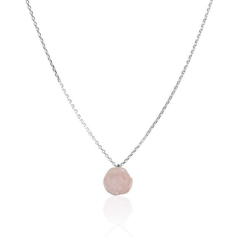 Collier fleur rose femme