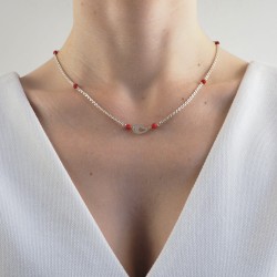 Collier argent corail femme