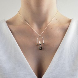 Silver bird necklace woman