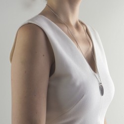 Collier médaille argent ovale personnalisé femme