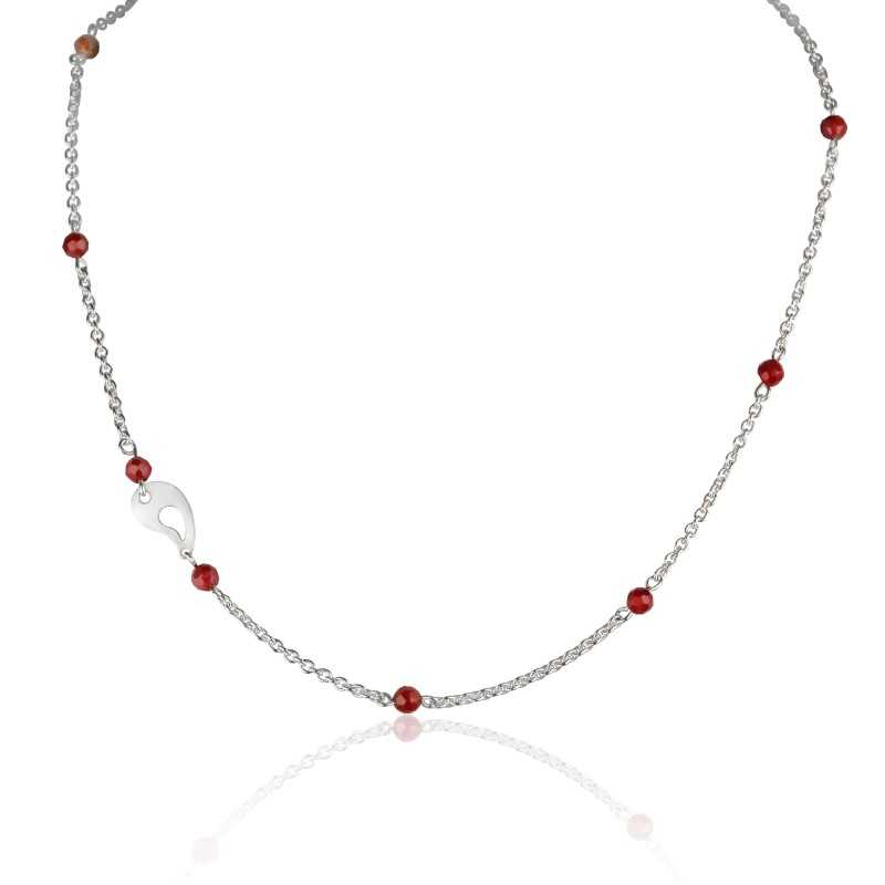 Collier argent corail femme