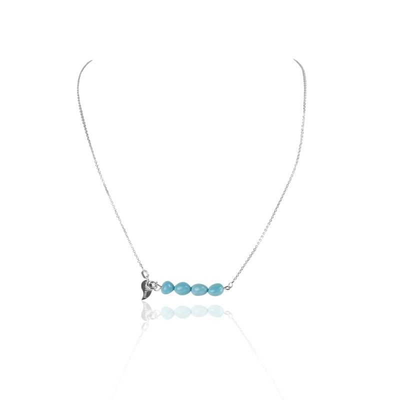 De turquoise staafketting van de vrouw