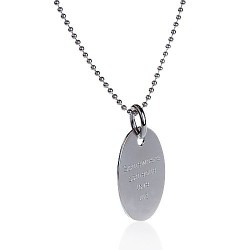 Necklace silver medallion oval personalized man