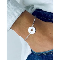 Bracelet cible argent personnalisé femme