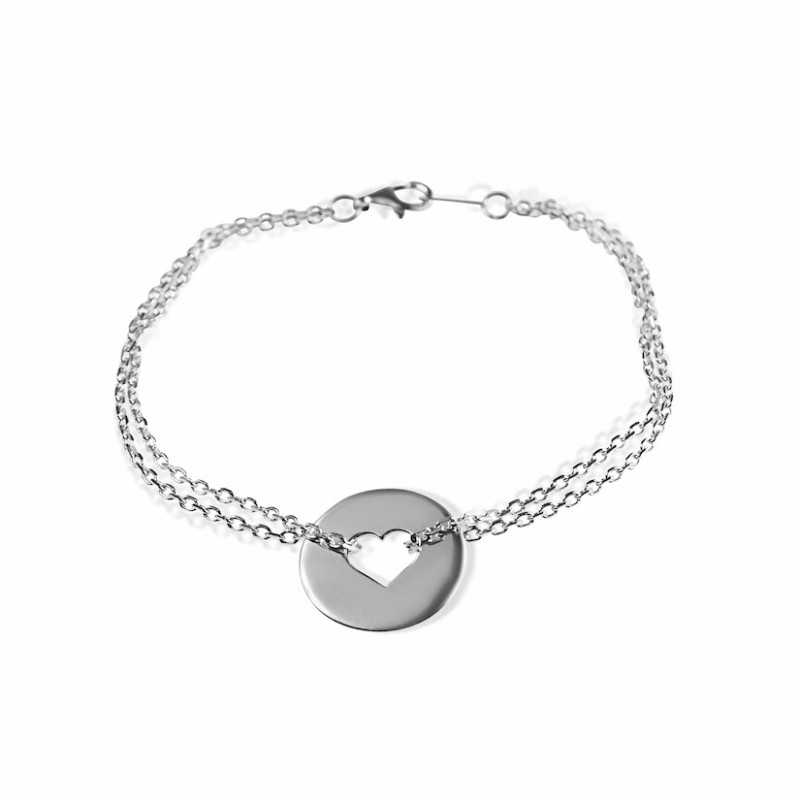 Silver heart target bracelet to engrave woman