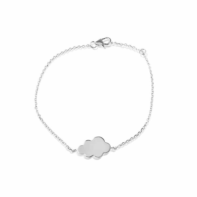 Cloud silver bracelet to engrave woman