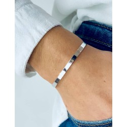 Open bangle silver bracelet to engrave woman