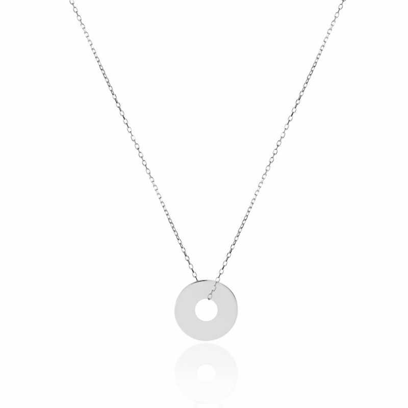 Necklace target silver to engrave woman 35 mm
