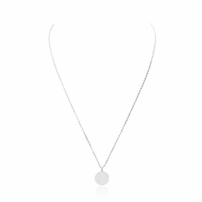 Collier médaille ronde argent gravure femme 15 mm