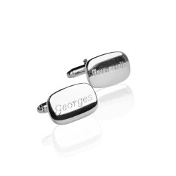 Boutons de manchette rectangle argent personnalisé homme