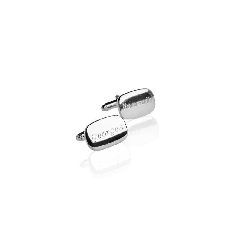 Boutons de manchette rectangle argent personnalisé homme