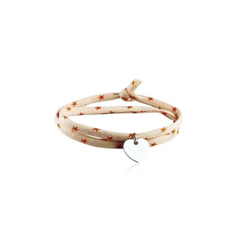 Bracelet Liberty 2 tours cœur argent personnalisé femme