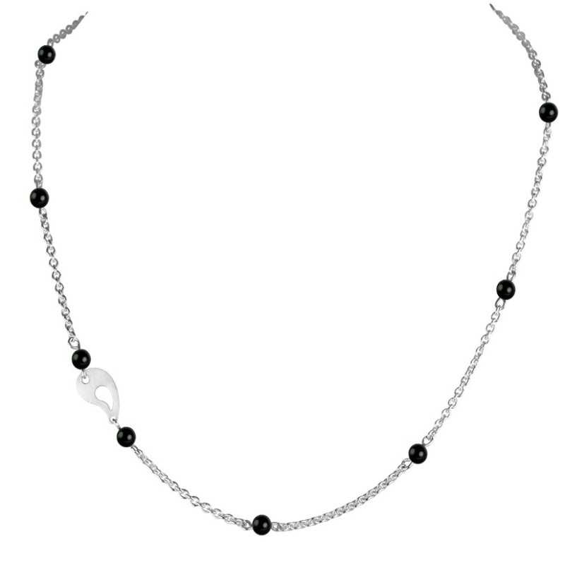 Collier perles agate noire femme Collier perles agate noire femme