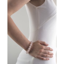 Bracelet perles quartz rose femme