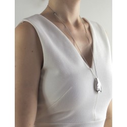 Collier sautoir goutte argent femme