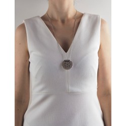 Collier sautoir rond argent femme