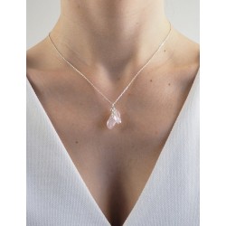 Collier grappe quartz rose ovale femme