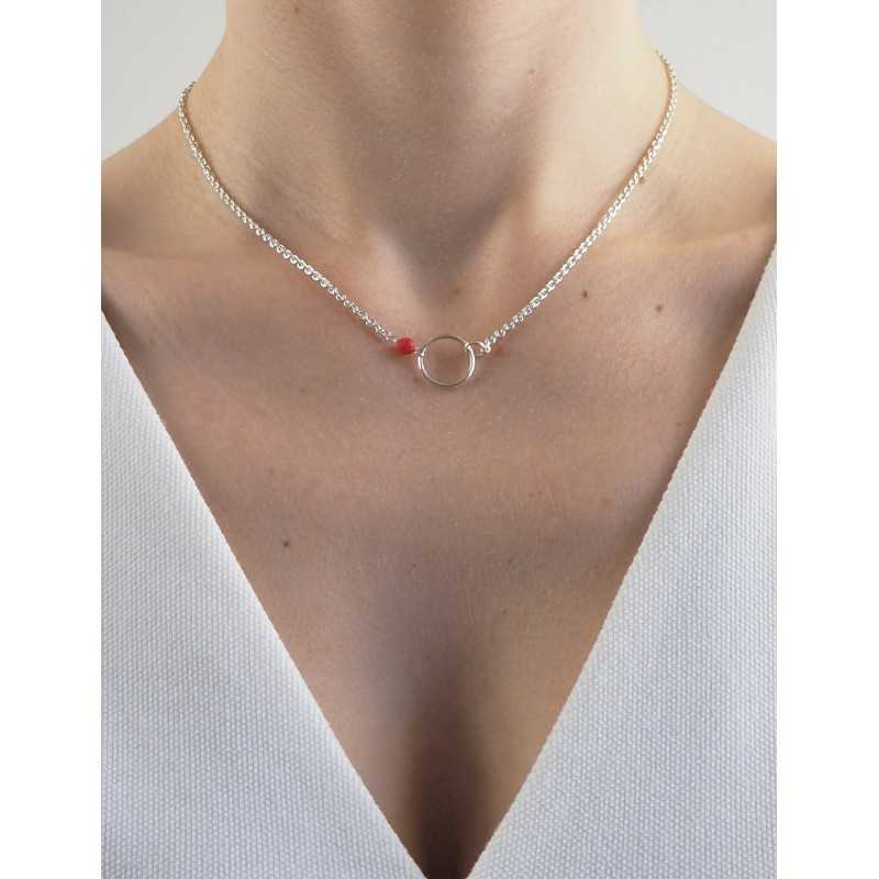 Women's coral circle necklace