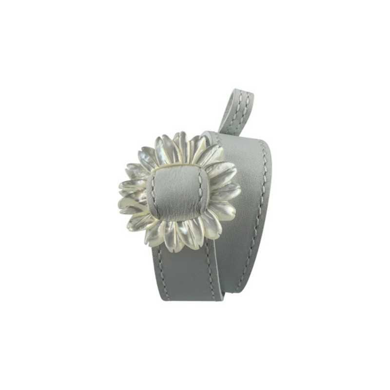 Bracelet manchette cuir fleur nacre femme Bracelet manchette cuir fleur nacre femme