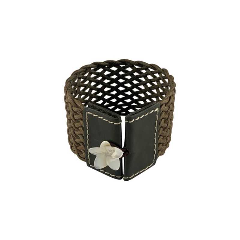 Bracelet manchette cuir tressée femme