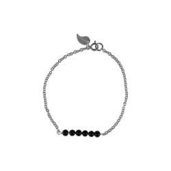 Bracelet argent barrette agate noire femme