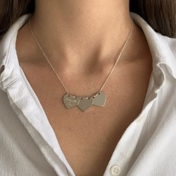 Ketting 3 harten zilveren gepersonaliseerde vrouw