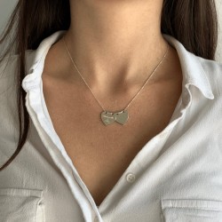 typografie ketting 2 harten zilveren gepersonaliseerde vrouw