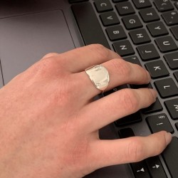 Aanpasbare zilveren ovale ring vrouw