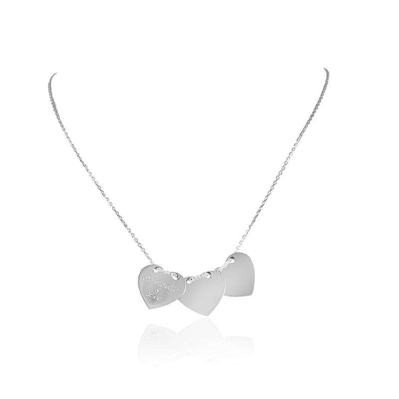 Ketting 3 harten zilveren gepersonaliseerde vrouw Ketting 3 harten zilveren gepersonaliseerde vrouw