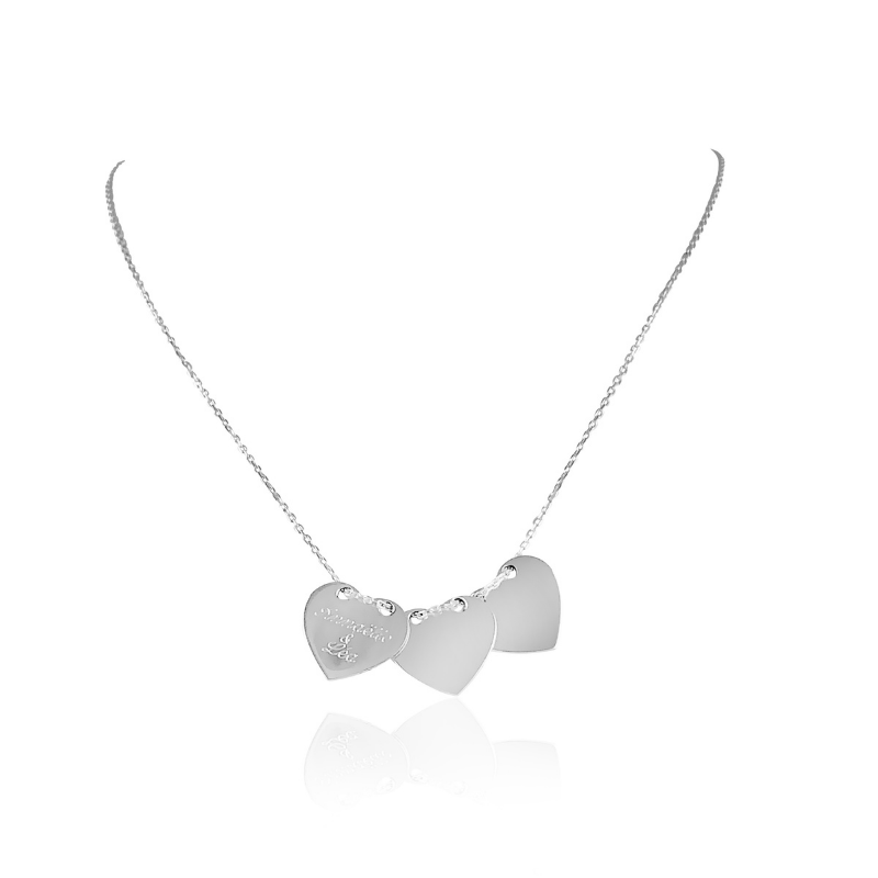 Collier 3 coeurs argent personnalisé femme