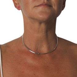 Rigid necklace flat woman solid silver 925