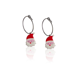 Boucles d’oreilles créoles Père Noël émail femme