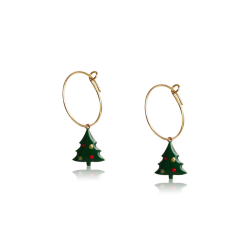 Boucles d'oreilles créoles sapin de noël en argent femme