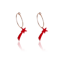 Creole earrings shooting star in solid silver woman