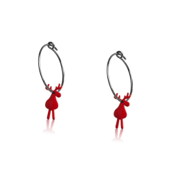 Creole earrings Christmas reindeer enamel woman