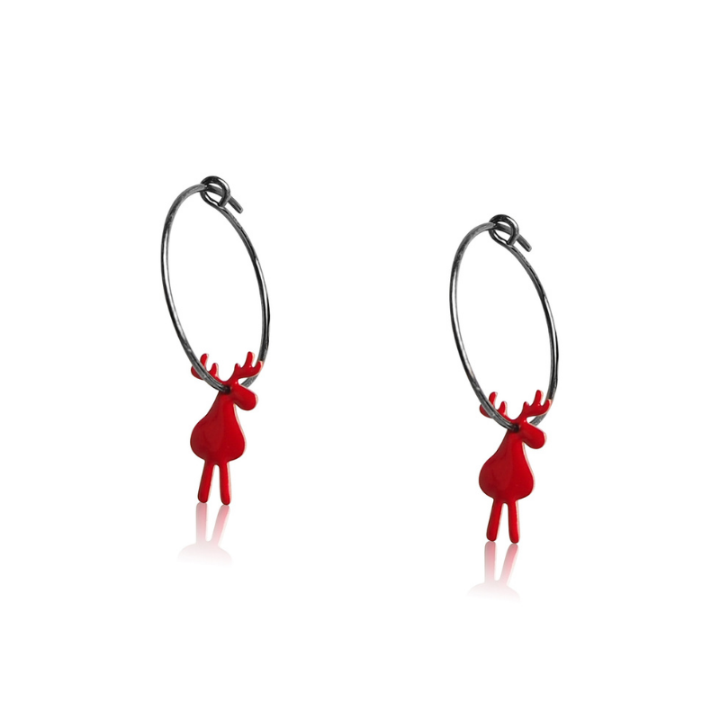Creole earrings Christmas reindeer enamel woman Creole earrings Christmas reindeer enamel woman