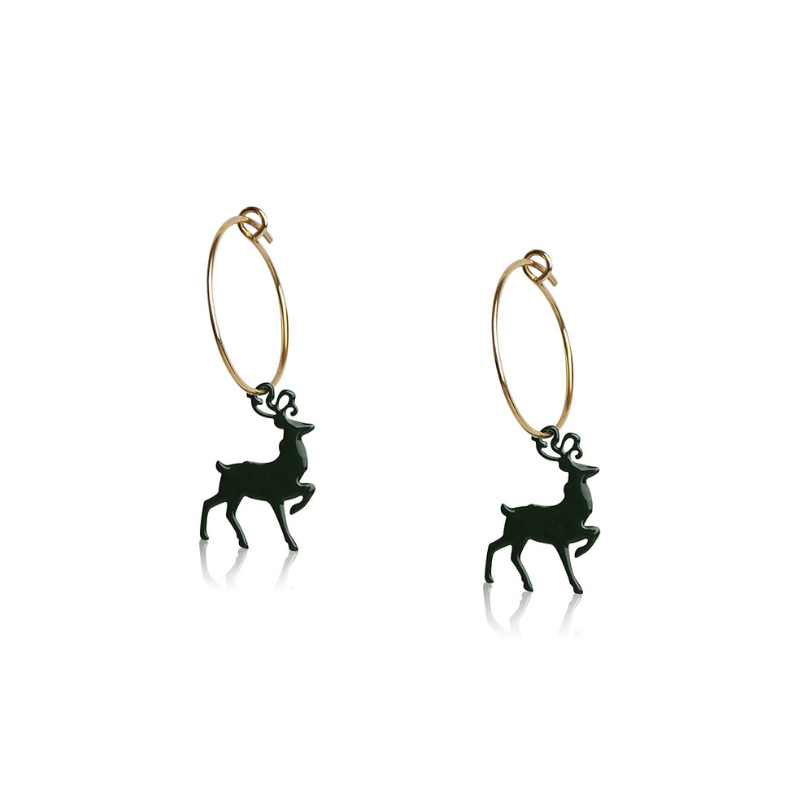 Boucles d’oreilles créoles cerf en argent massif femme Boucles d’oreilles créoles cerf en argent massif femme