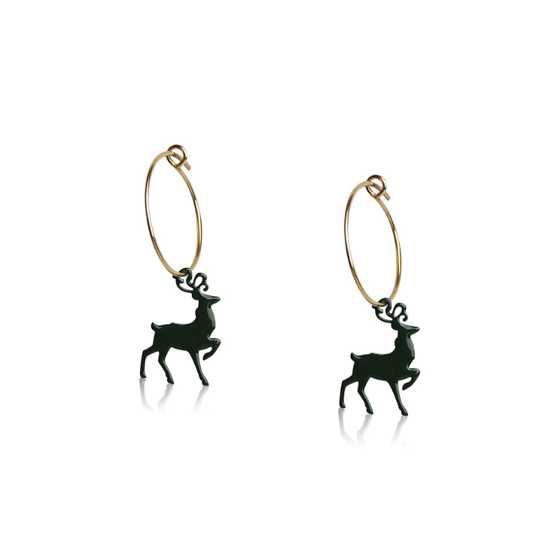 Creole earrings deer solid silver woman