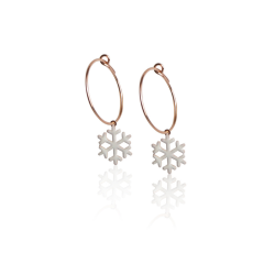 Creole earrings snowflake in women's enamel