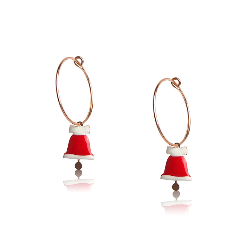 Earrings Christmas bell in enamel woman