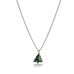 Collier sapin de Noël émail femme