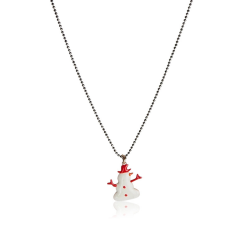 Collier adolescente bonhomme de neige émail