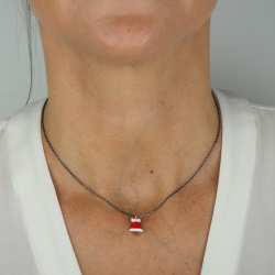 Necklace Christmas bell enamel woman
