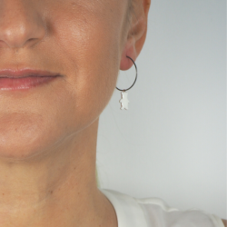 boucles créoles argent femme ours blanc