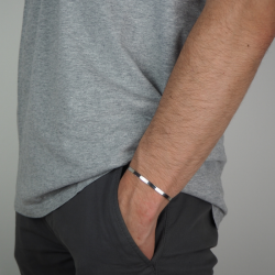 Bangle bracelet personalized silver man