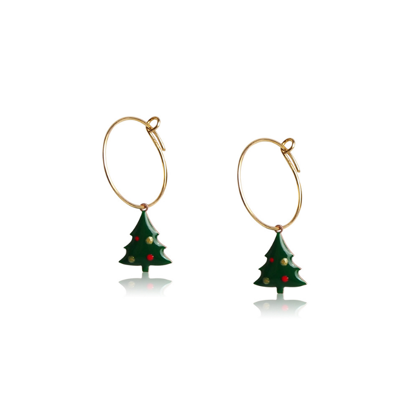 Earrings Christmas tree enamel child Earrings Christmas tree enamel child